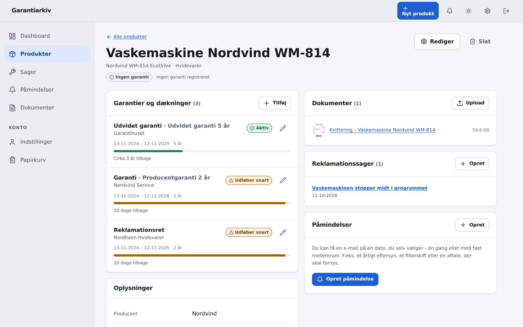 Ét produkt, tre dækninger: udvidet garanti, producentgaranti og reklamationsret